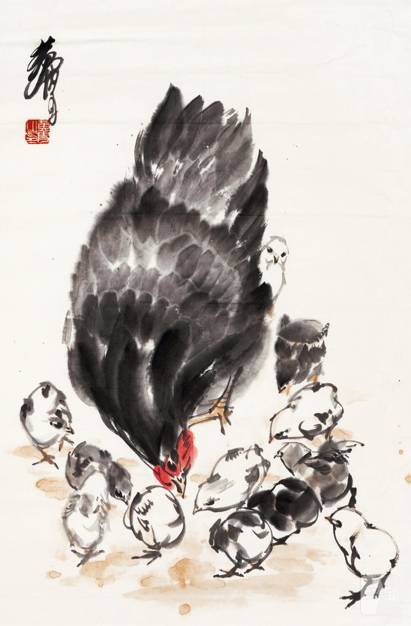 近现代 黄胄鸡镜片 - 图1